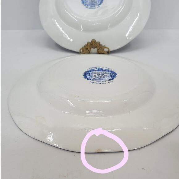 Staffordshire Vintage Liberty Blue 1776 Colonial Transferware 2 Dinner Plate 1-5 - Picture 9 of 10